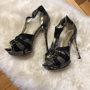 Faux Snakeskin High Heels by Bebe